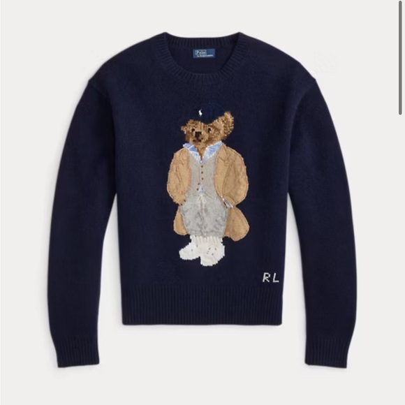 NWT Polo ralph Lauren cashmere/wool Sweater with Bear Motif - Picture 1 of 6